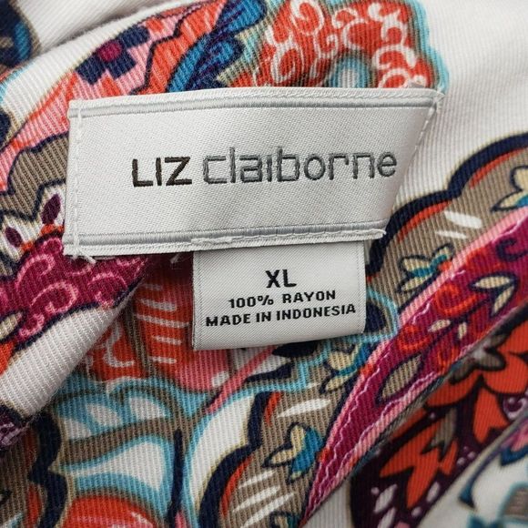 Liz Claiborne Paisley Print Shirt Buttons Down Two pockets Chest Size‎ XL - Picture 3 of 11